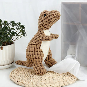 Plush Dinosaur in use with a pet